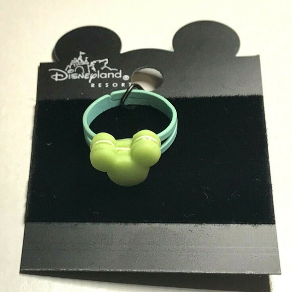 Disney Mickey Mouse Ears Ring Size 5 6 7 Macaroon Snacks Green Aqua - Picture 5 of 11